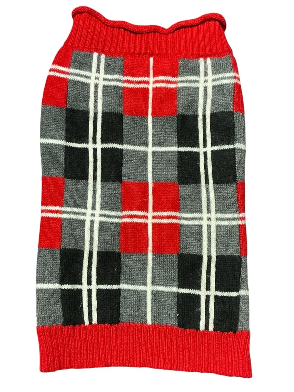 Plaid Knit Dog Sweater Pup Crew Size L